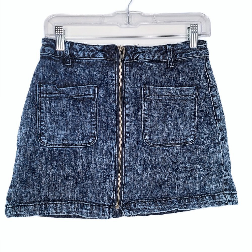 Forever 21 Acid Wash Full Zip O Ring Mini Skirt